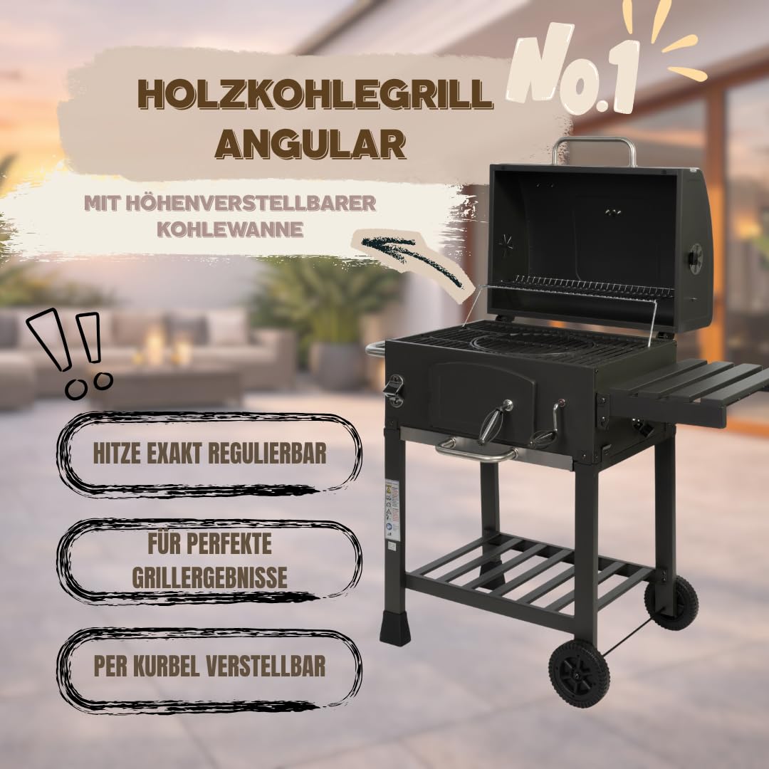 ACTIVA Holzkohlegrill Angular Guss – Gusseisenrost & Abdeckhaube