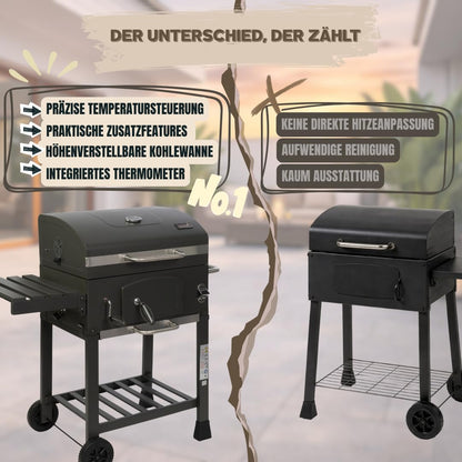 ACTIVA Holzkohlegrill Angular Guss – Gusseisenrost & Abdeckhaube