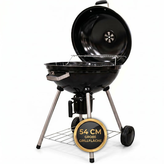 Kugelgrill Ø54 cm Holzkohlegrill mit Deckel & Aschebehälter