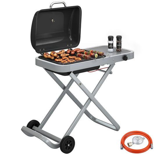 Outsunny Tragbarer Gasgrill 1 Brenner 2,5 kW – Camping BBQ