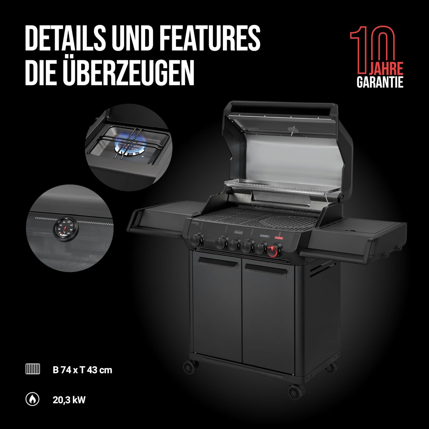 Enders MONROE PRO 4 SIKR Turbo Shadow Gasgrill 800°C