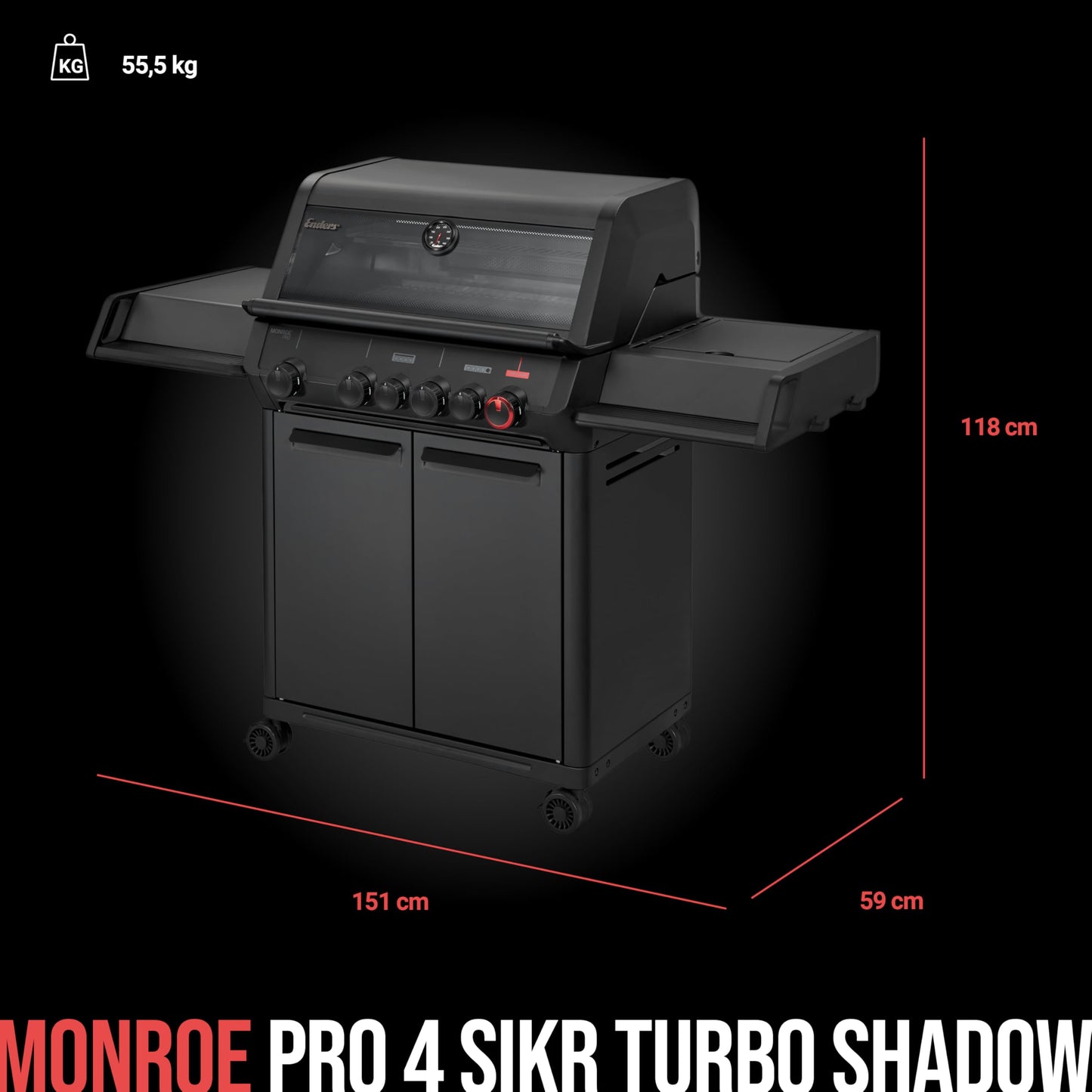 Enders MONROE PRO 4 SIKR Turbo Shadow Gasgrill 800°C
